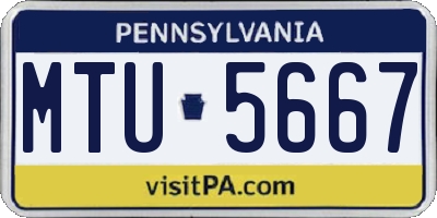 PA license plate MTU5667