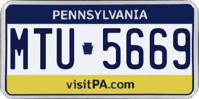 PA license plate MTU5669