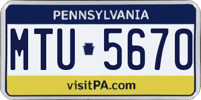 PA license plate MTU5670