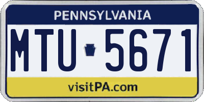 PA license plate MTU5671