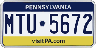 PA license plate MTU5672