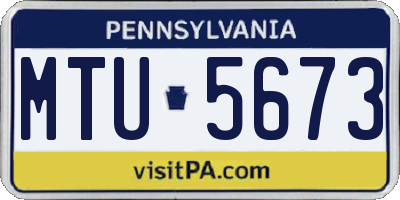 PA license plate MTU5673