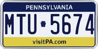 PA license plate MTU5674