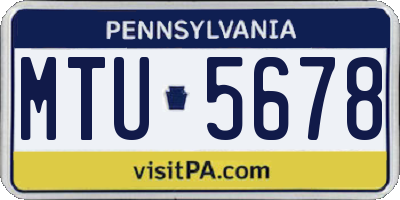 PA license plate MTU5678