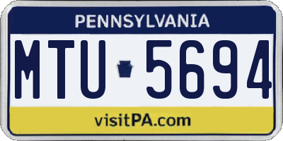 PA license plate MTU5694