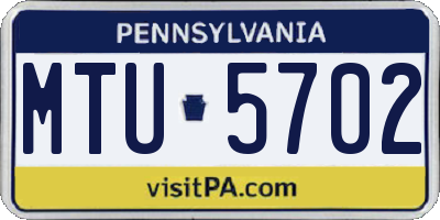 PA license plate MTU5702