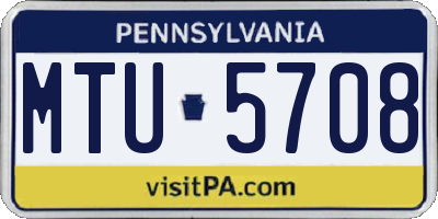PA license plate MTU5708