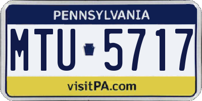 PA license plate MTU5717