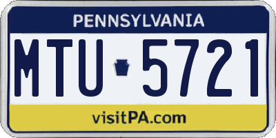 PA license plate MTU5721