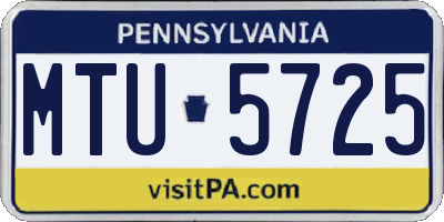 PA license plate MTU5725
