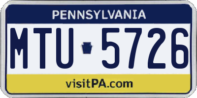 PA license plate MTU5726