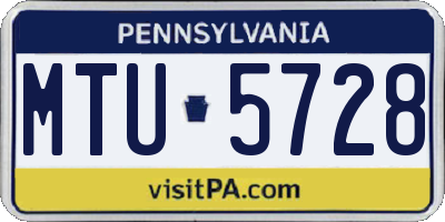 PA license plate MTU5728
