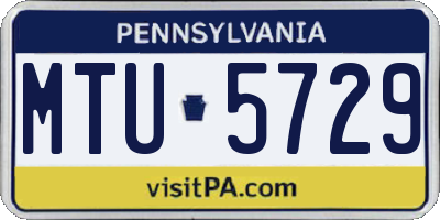 PA license plate MTU5729