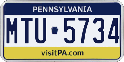 PA license plate MTU5734