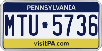 PA license plate MTU5736