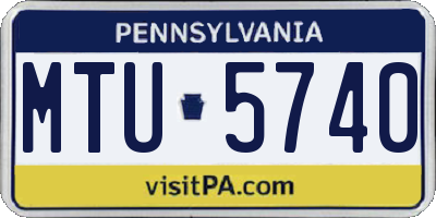 PA license plate MTU5740