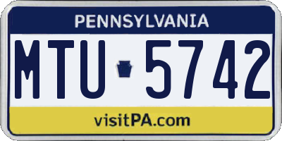 PA license plate MTU5742