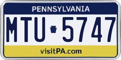 PA license plate MTU5747