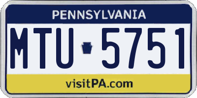 PA license plate MTU5751