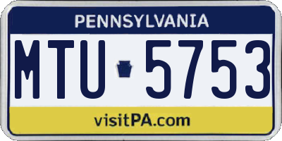 PA license plate MTU5753