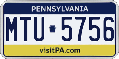 PA license plate MTU5756