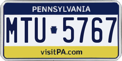 PA license plate MTU5767