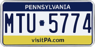 PA license plate MTU5774