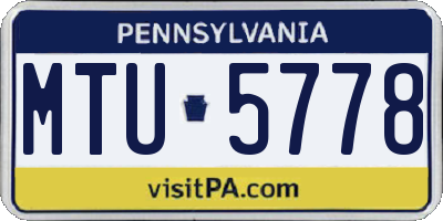 PA license plate MTU5778