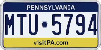 PA license plate MTU5794