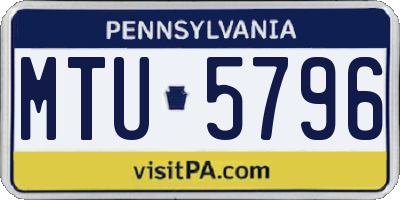 PA license plate MTU5796