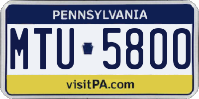PA license plate MTU5800