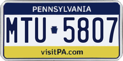 PA license plate MTU5807