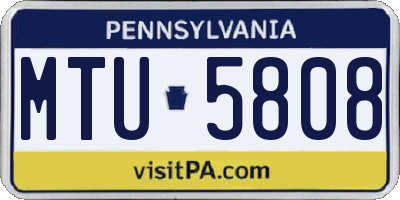 PA license plate MTU5808