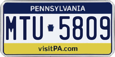 PA license plate MTU5809