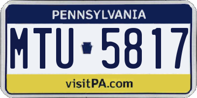 PA license plate MTU5817