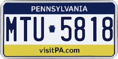 PA license plate MTU5818