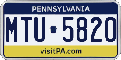 PA license plate MTU5820