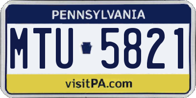 PA license plate MTU5821