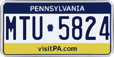 PA license plate MTU5824