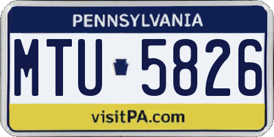 PA license plate MTU5826