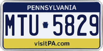 PA license plate MTU5829