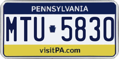 PA license plate MTU5830