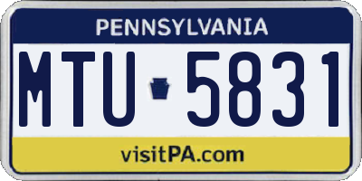 PA license plate MTU5831