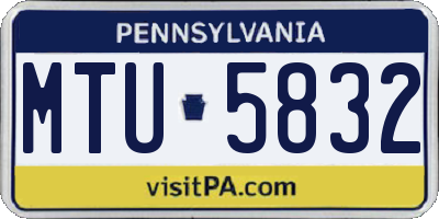 PA license plate MTU5832