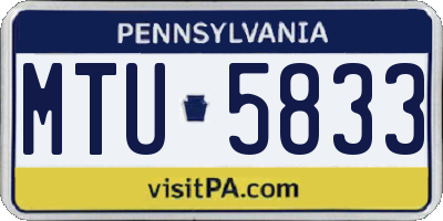 PA license plate MTU5833