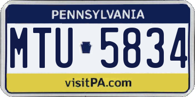 PA license plate MTU5834