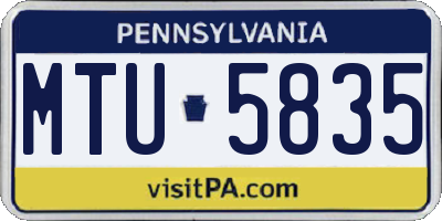 PA license plate MTU5835