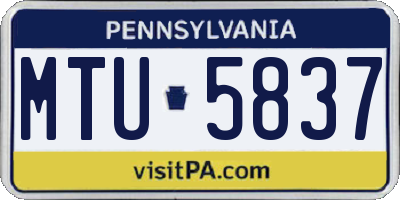 PA license plate MTU5837