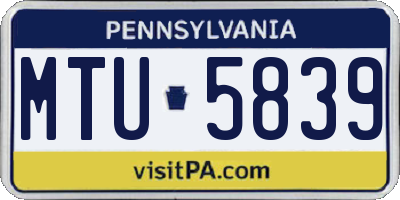 PA license plate MTU5839
