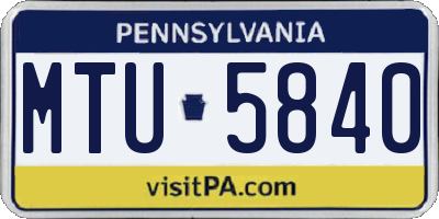 PA license plate MTU5840